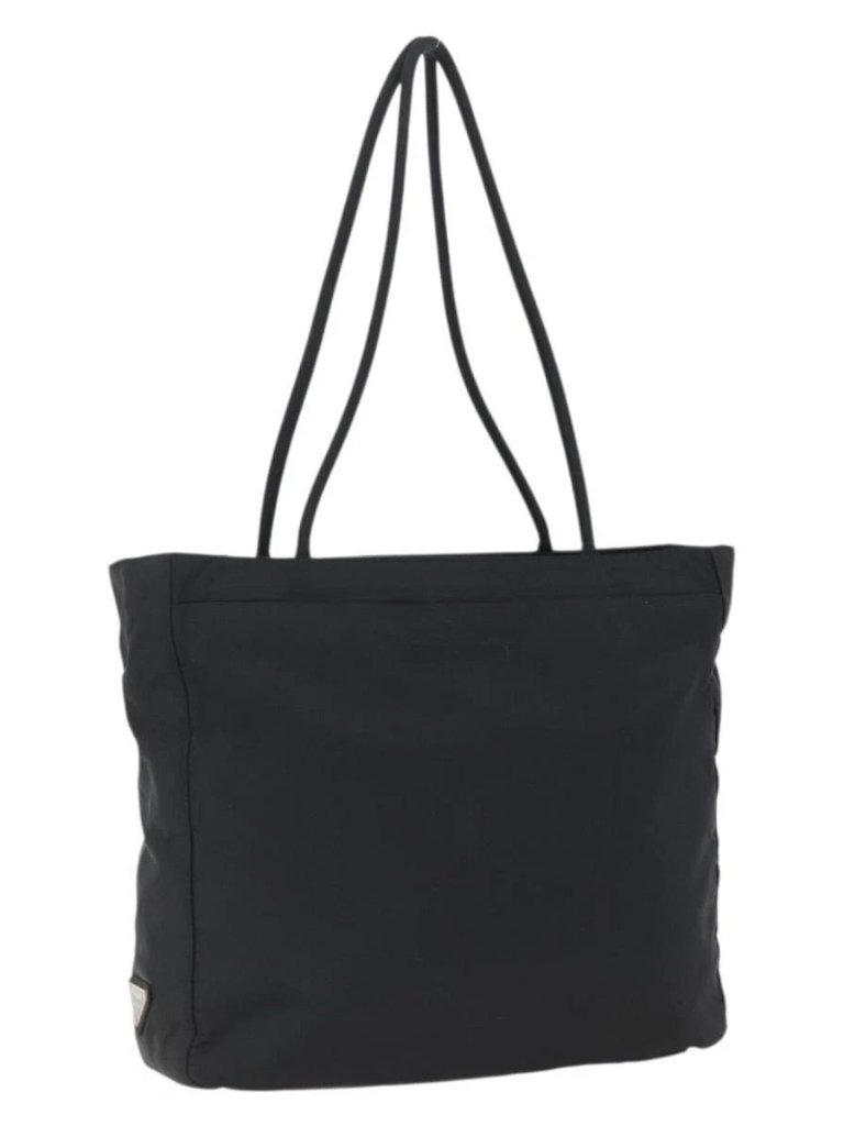 Prada Tote Bag Nylon Black Silver Auth 170248